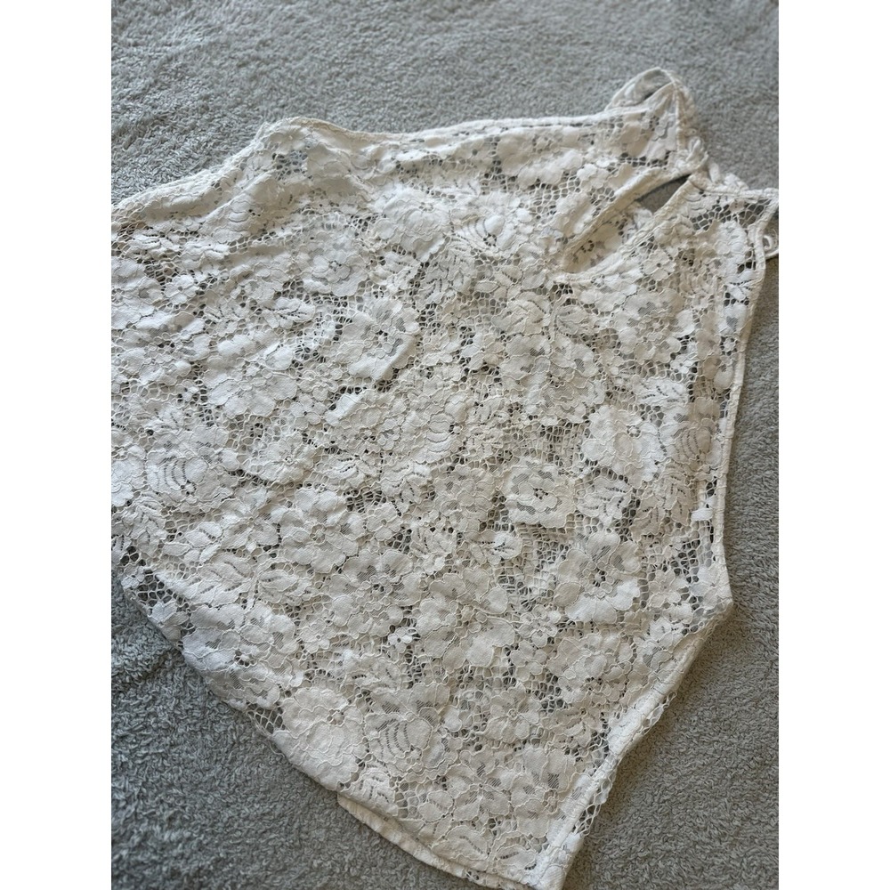 Free People White Lace Crop‎ Top Size Large - Picture 6 of 8